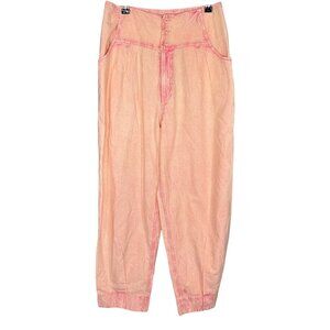 Free People Rosebud Pants 4 Pink Boho Pleated High Rise Balloon Beachy Coastal